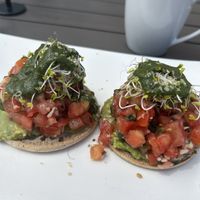 Avocado bruschetta toast  at Trilogy Sanctuary in La Jolla