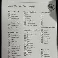 Order ticket   at PHO-MO Poke Bowl in Mobile