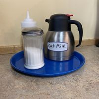 Oat milk option  at Mister Bagel in Brunswick