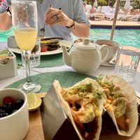 Fried Avocado Tacos with fresh fruit side  at Swifty's at the Colony Palm Beach in Palm Beach