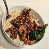 Overnight Oats w/ Coconut Milk, Vanilla, Paleo Granola, Maple, and Mint at Asterisk Coffee Bar  in Cuyahoga Falls