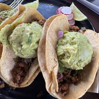 Vegan tacos! Corn or flour offered - pictured here are corn tortillas    at Noche Mexican BBQ  in Louisville