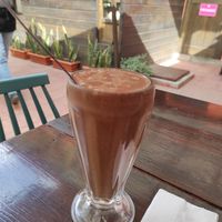 Chocolate, banana, almond milk smoothie. Delicious! at Mandarina in Quetzaltenango