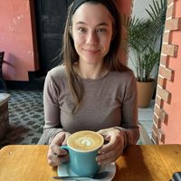 The Mrs. enjoyed her coffee a lot. at Mandarina in Quetzaltenango