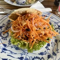 Hummus and olive bagel   at Epic Arts Cafe in Kampot