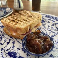 Tomato and onion toastie with chutney   at Epic Arts Cafe in Kampot