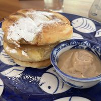 Special vegan pancakes with caramel sauce   at Epic Arts Cafe in Kampot
