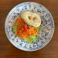 Hummus & Olives Bagel - 3.50$ at Epic Arts Cafe in Kampot