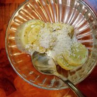 Pistachio ice cream at Nirvana Cafe in Luxembourg City