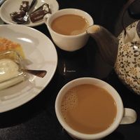 Indian tea with a cake! at Nirvana Cafe in Luxembourg City