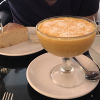 Lemon cake and huge amount of mango pudding!! at Nirvana Cafe in Luxembourg City