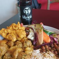 Vegan buffet at Nirvana Cafe in Luxembourg City