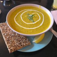 Vegetable soup at Nirvana Cafe in Luxembourg City