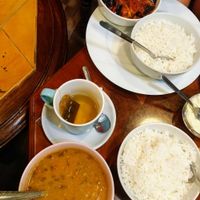 Daal and eggplant meal at Nirvana Cafe in Luxembourg City