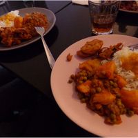 Vegan buffet at Nirvana Cafe in Luxembourg City