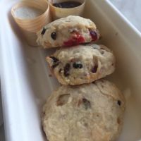 Vegan scones with coconut cream and jam at Lafew Teahouse and Kombucha Bar  in Cairns