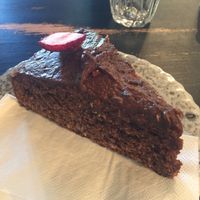 Vegan cacao coconut cake (so moist and fluffy) at Lafew Teahouse and Kombucha Bar  in Cairns