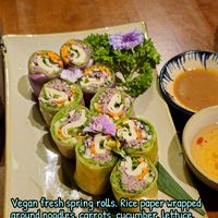 Colourful Pansy spring roll at Bồ Đề Vegetarian - Healthy Veggies Delights in Central Singapore