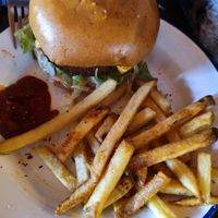 Veggie pattie with fries and vegan cheese at The Fourth Corner in Dublin