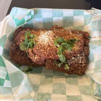 Fried Lasagna (amazing!!)  at The Green Ape Gourmet Vegan in Chicago