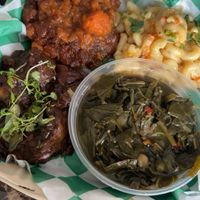 Soul Food Plate with Oxtails! Yummy!!! 10/10  at The Green Ape Gourmet Vegan in Chicago