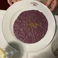 “Risotto al mirtillo” (delicious, and my omnivorous nan loved it)   at La Colubrina in Milan