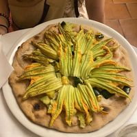 Zucchini flower pizza   at La Colubrina in Milan
