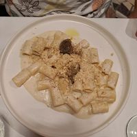 Mezze maniche cacio, pepe e scaglie di tartufo estivo at La Colubrina in Milan