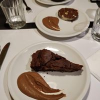 Chocolate and pear cake, Chocolate salami, Chocolate tarte with a hazenut-chocolate filling at La Colubrina in Milan