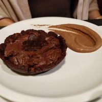 Chocolate tarte with a hazenut-chocolate filling (that taste a bit like nutella). at La Colubrina in Milan