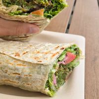 Felafel wrap with tahini sauce at Pita Bowl in San Diego
