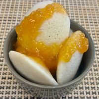 Idli with mango chutney  at Mowsem in Dubai