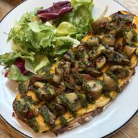 Mushroom cheddar (vegan) toast   at Calico Café  in Lille