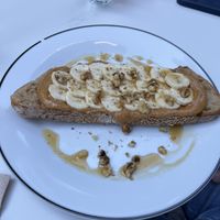 Bananas and peanut butter on toastt  at Calico Café  in Lille