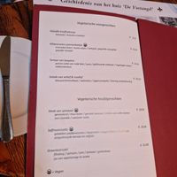 De vega(n) menukaart at Restaurant de Voetangel  in Amstelveen