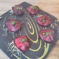 Beet ravioli best for sharing at Wild Beets in Ibiza