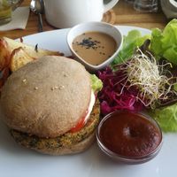 vegan burger at Wild Beets in Ibiza