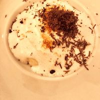 Stuffed ravioli with truffle shavings on a bed of cauliflower purée  at Marktkuche in Zurich