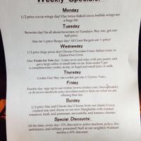 Example of weekly specials at Chocolate Crust in Washington