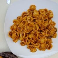 Pasta with olives, tomato and basil at Bio Sound System in Venice