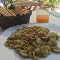 Walnut pesto orecchiette (vegan) at Bio Sound System in Venice