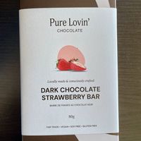 Dark chocolate strawberry bar   at Pure Lovin' Chocolate in Victoria