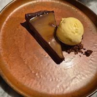 Vegan vnilla ice cream with a caramel glaze cake. The crumble was insane. This was a rich, filling desert. at Mr Watson in Amsterdam