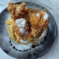 Pancakes with mushroom nuggets at Mr Watson in Amsterdam