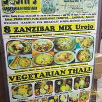 Joshi's menu at Joshi's Vegetarian Food Court in Zanzibar