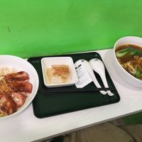 Beef noodle and pork sweet and spicy at The Clover Vegetarian in Taipei City