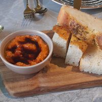 Focaccia with a lovely dip at The Green Bear Guesthouse  in Rhayader