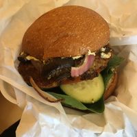 Spicy Chana mushroom burger at Baagan in San Ramon