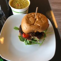 Chipotle Chana burger and kitchari soup at Baagan in San Ramon