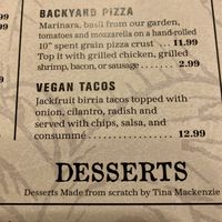 Menu at Outer Banks Brewing Station in Kill Devil Hills